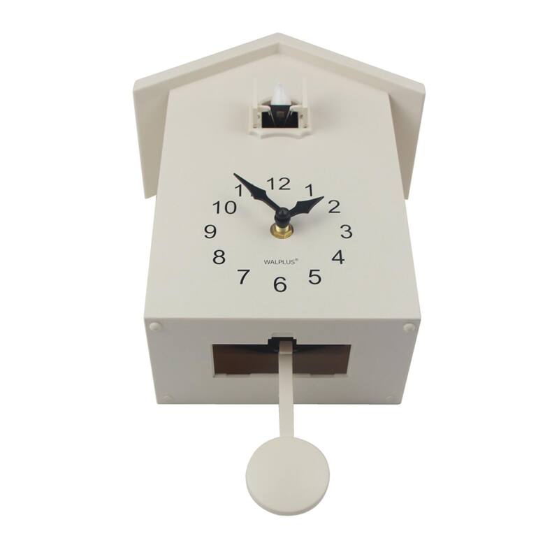 Walplus White Minimalist Cuckoo Clock Colorful Window 4 Changeable Birds