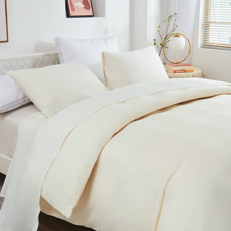 Light-Weight Microfiber Duvet Cover Set with Zipper Closure