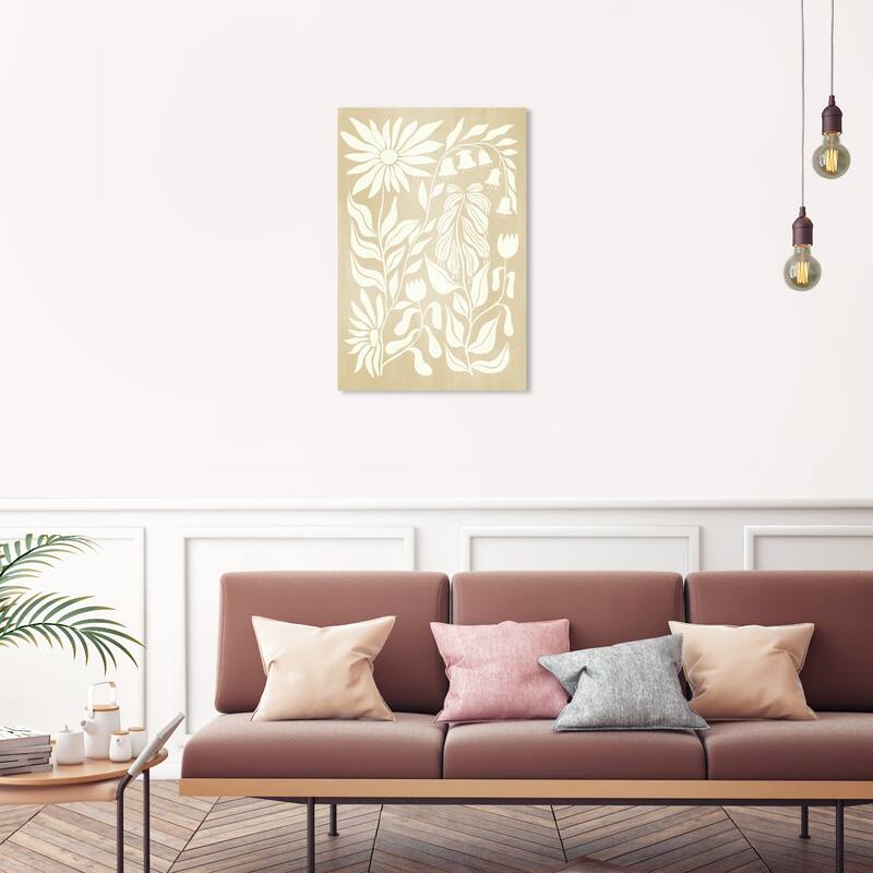 Wynwood Studio Canvas Floral and Botanical Cream Abstract Floral Brown and Tan Bohemian & Eclectic Wall Art Canvas Print - 30 x 20