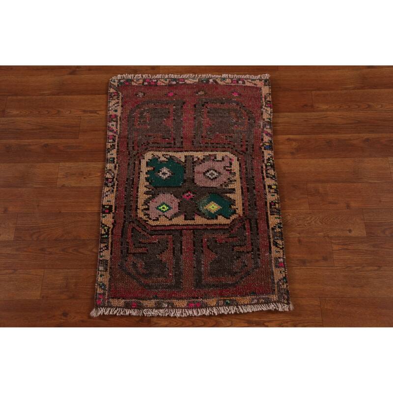Hand Knotted Oriental 100% Wool Carpet Transitional Tribal Pink Anatolian Area Rug - 2' 6'' X 1' 8''