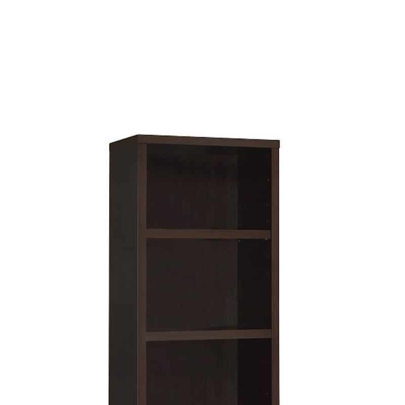 3 Shelf Wooden Media Tower with 2 Drawers, Dark Brown