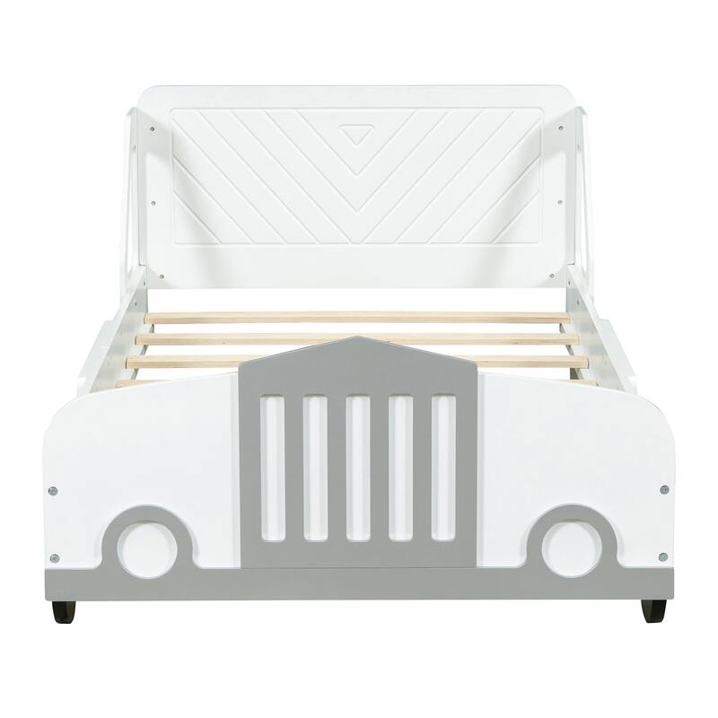 Twin Size Car-Shaped Platform Bed with Wheels