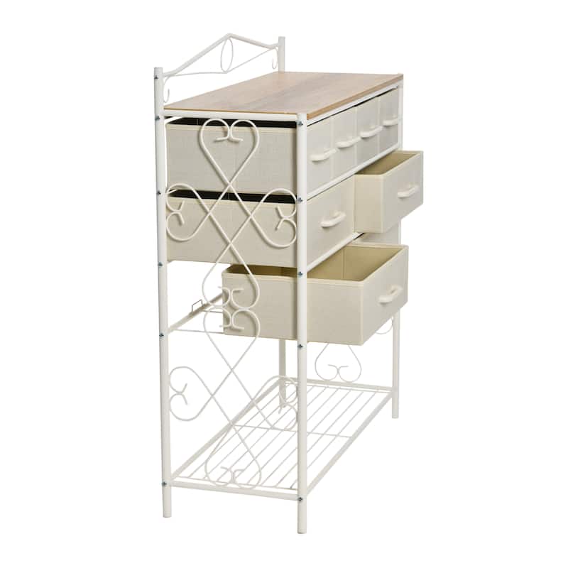 Household Essentials Victoria Dresser Table Storage Organizer with 8 Drawers and Shoe Shelf