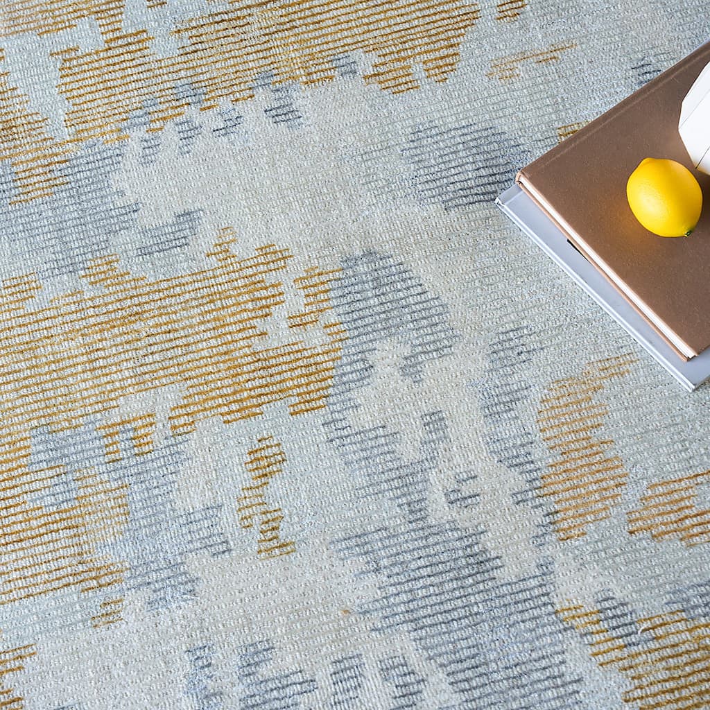 EXQUISITE RUGS Mineral Hand-loomed Wool/Bamboo Silk Silver/Gold Area Rug.