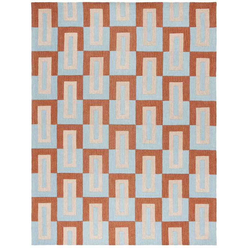 SAFAVIEH Handmade Genre Sabiene Mid-Century Modern Wool Rug - 8' x 10' - Light Blue/Rust