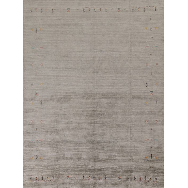 Gabbeh Indian Area Rug Hand-Knotted Oriental Wool Carpet - 8'0"x 9'7"