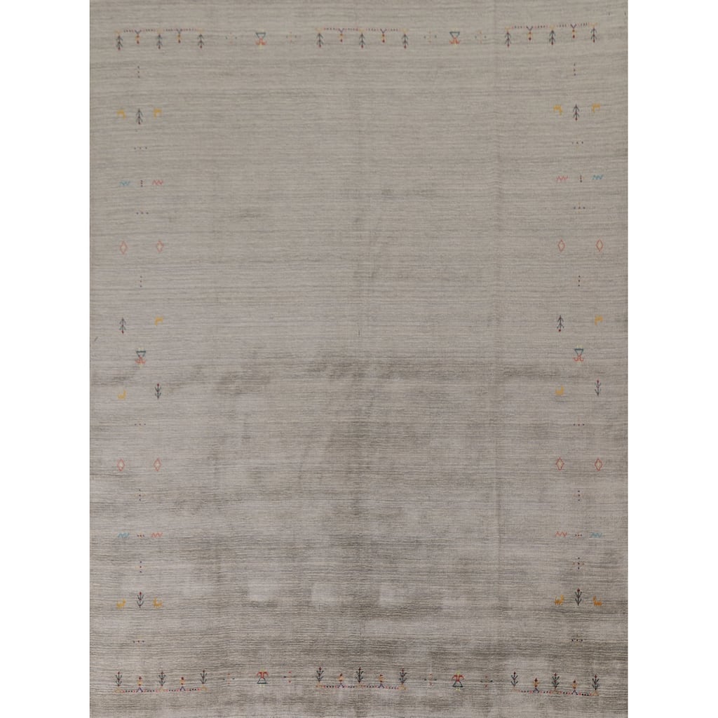 Gabbeh Indian Area Rug Hand-Knotted Oriental Wool Carpet - 8'0"x 9'7"