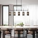 preview thumbnail 3 of 13, Tifany Modern 5-Light Black Chandelier Large Linear 45. IN Colored Glass Kitchen Island Lights - L 45.3" x W 4.3" x H 17.3"