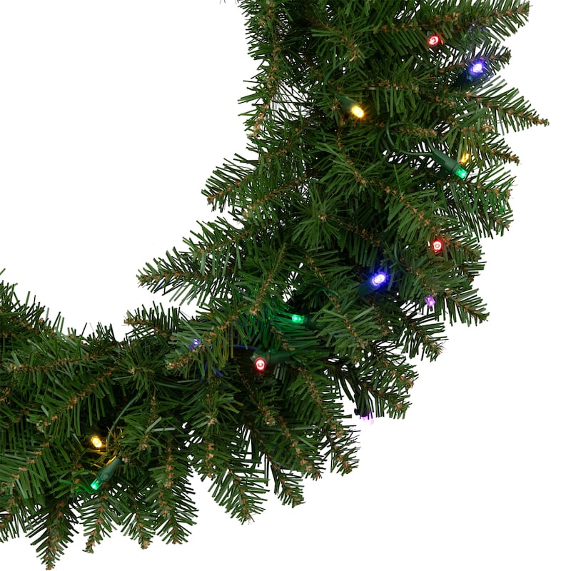 24" Pre-Lit Northern Pine Artificial Multi-Color LED Lights Christmas Wreath