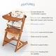 preview thumbnail 2 of 3, 3-in-1 Convertible Wooden Toddler High Chair, Baby Feeding Chair with Removable Tray, Cushion and Harness, Brown