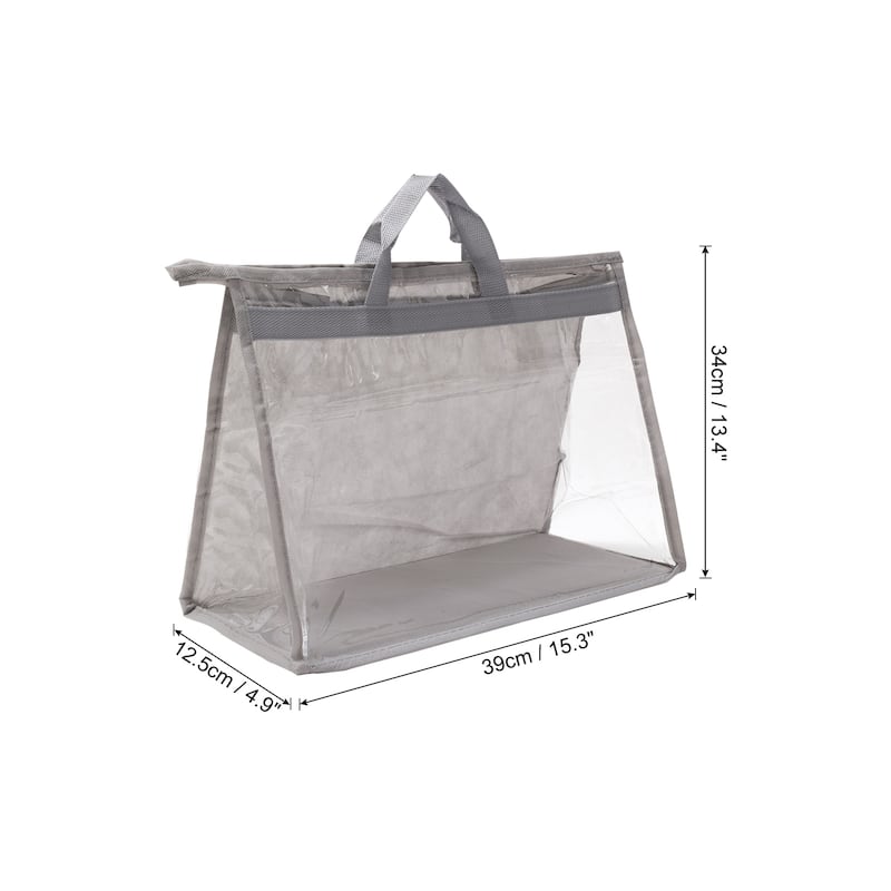 Handbag Dust Bags, Purse Storage Organizer PVC Dustproof Handbag Cover - Light Gray - L