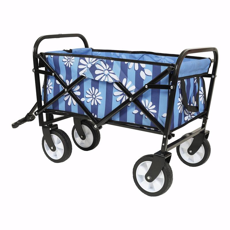 Minimeetall Colorful Collapsible Wagon Cart with Strapping System - Beach Wagon, Utility Cart