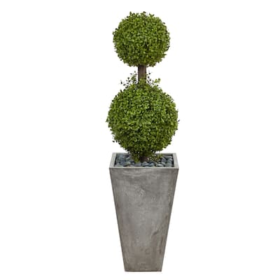 4' Double Boxwood Topiary in Planter (Indoor/Outdoor) - 21"