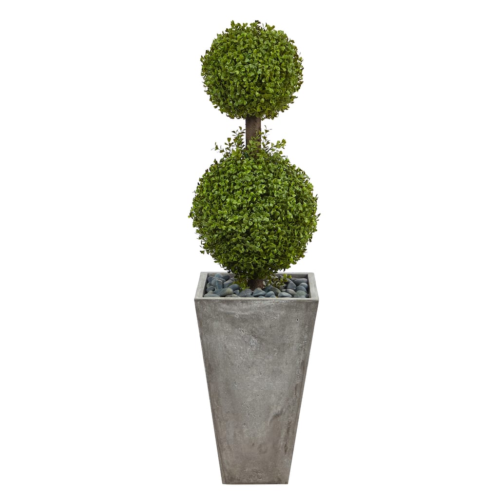 4' Double Boxwood Topiary in Planter (Indoor/Outdoor) - 21"