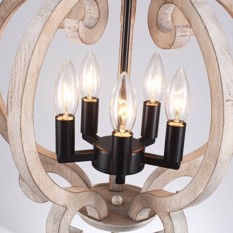5-Light Candlestick Vintage Hanging Linear Chandelier Lighting for Kitchen Island