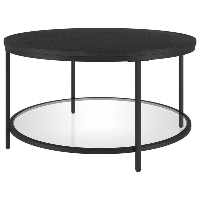 Sevilla 32'' Wide Round Coffee Table with MDF Top and Glass Shelf - 32" Wide