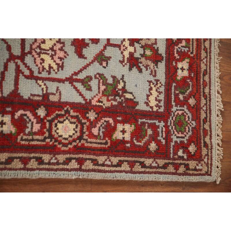 Light Blue Oushak Accent Rug Hand-Knotted Transitional Wool Carpet - 2'10"x 5'0"