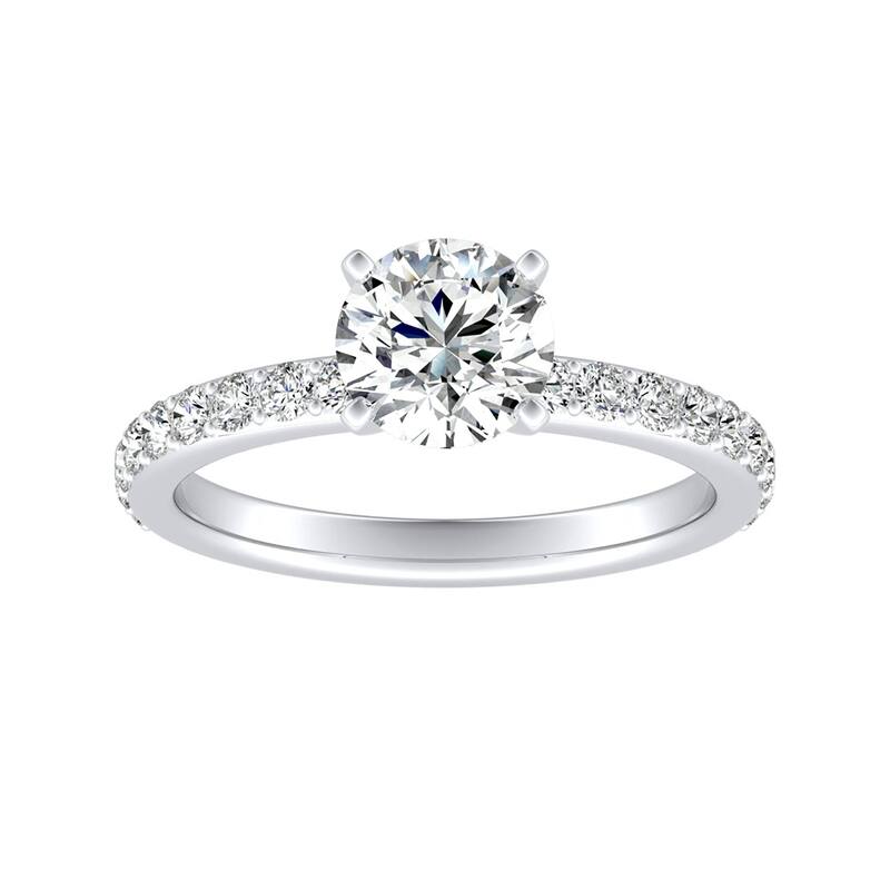 Auriya 14k Gold 3/4ctw Round Moissanite and Diamond Engagement Ring 1/3ct TDW