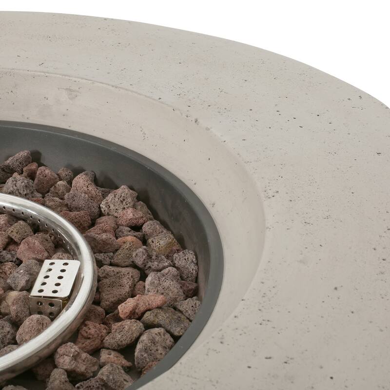 39.2 in. W x 39.2 in. D x 11.5 in. H Round Propane Burning Outdoor Fire Pit in Light Grey