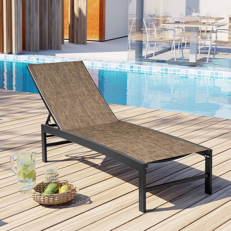 VredHom Aluminum Adjustable Outdoor Chaise Lounge Chair - 60.4 in L * 24.6 in W * 16.1/40.8 in H