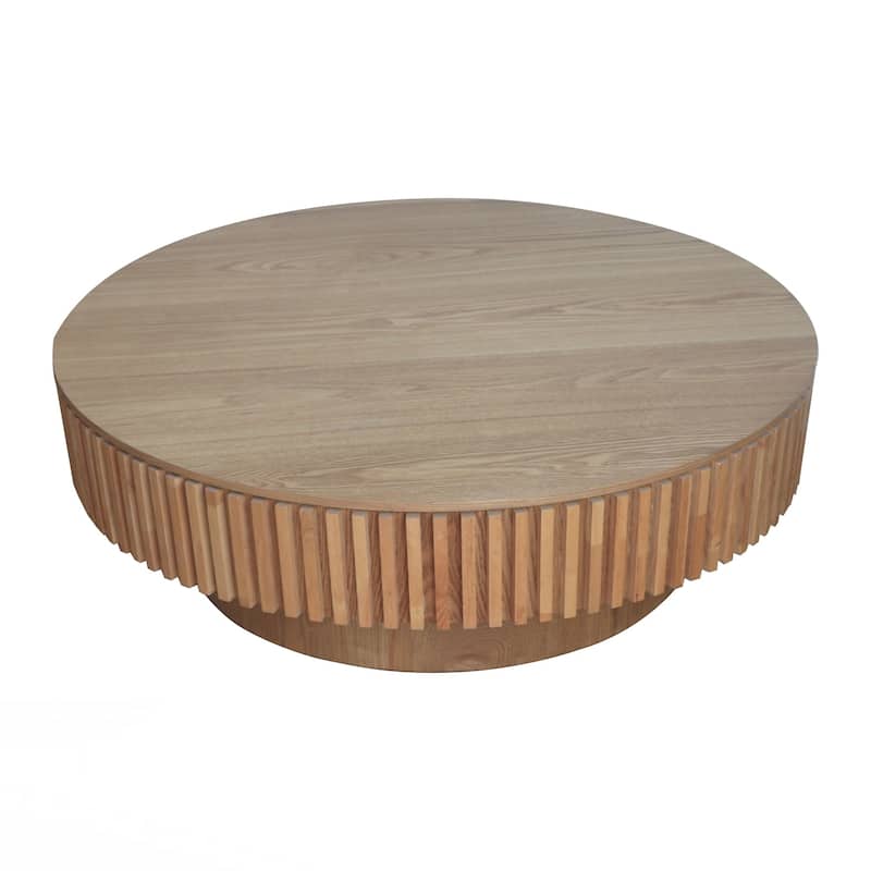 Round Coffee Table with Storage Solid Wood Veneered Modern Coffee Table Accent Tea Table for Living Room, Bedroom, Apartment