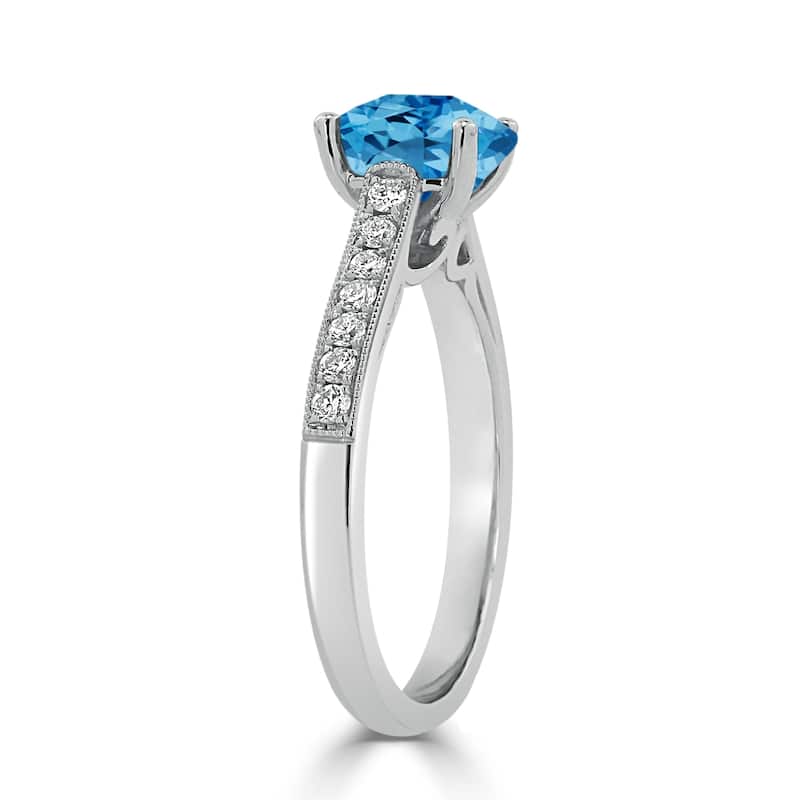 Auriya 1 1/5ct Fancy Oval Swiss Blue Topaz and Diamond Engagement Ring 1/4ctw 14k Gold
