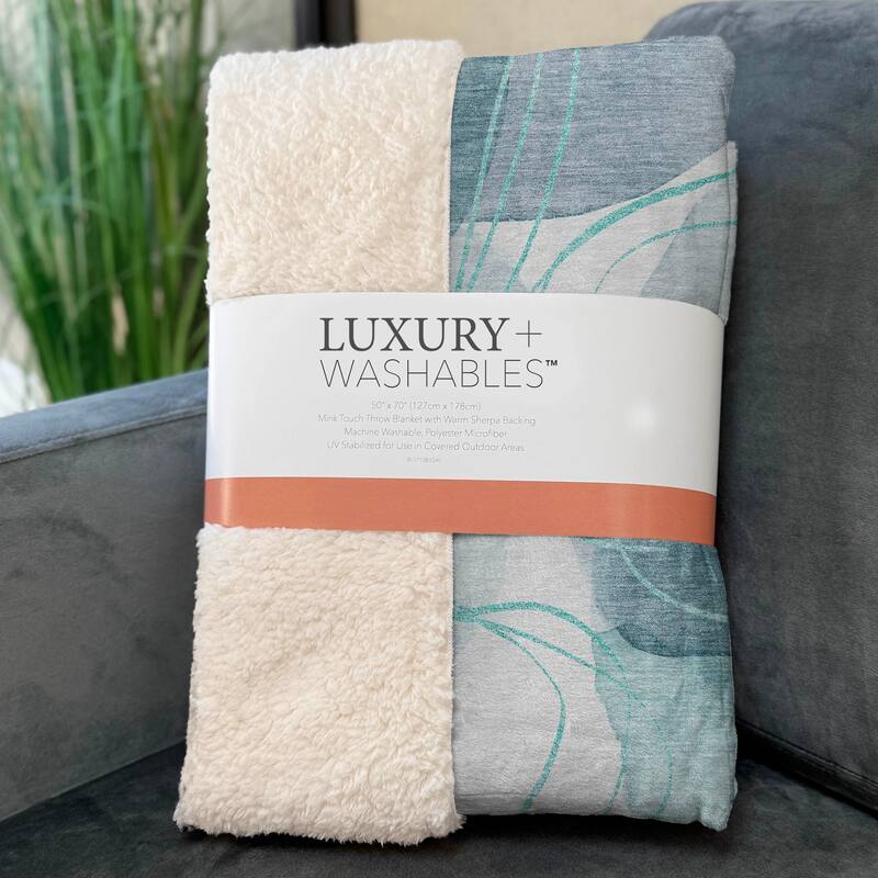 Premium Machine Washable Modern Glam Sherpa Throw Blanket