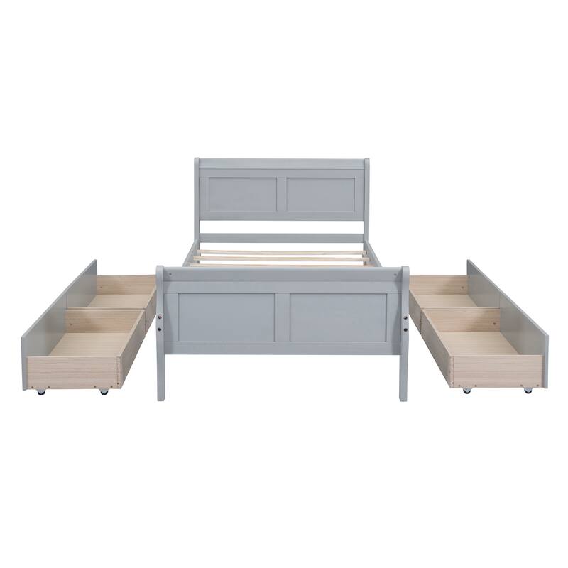 Platform Bed with 4 Drawers and Streamlined Headboard