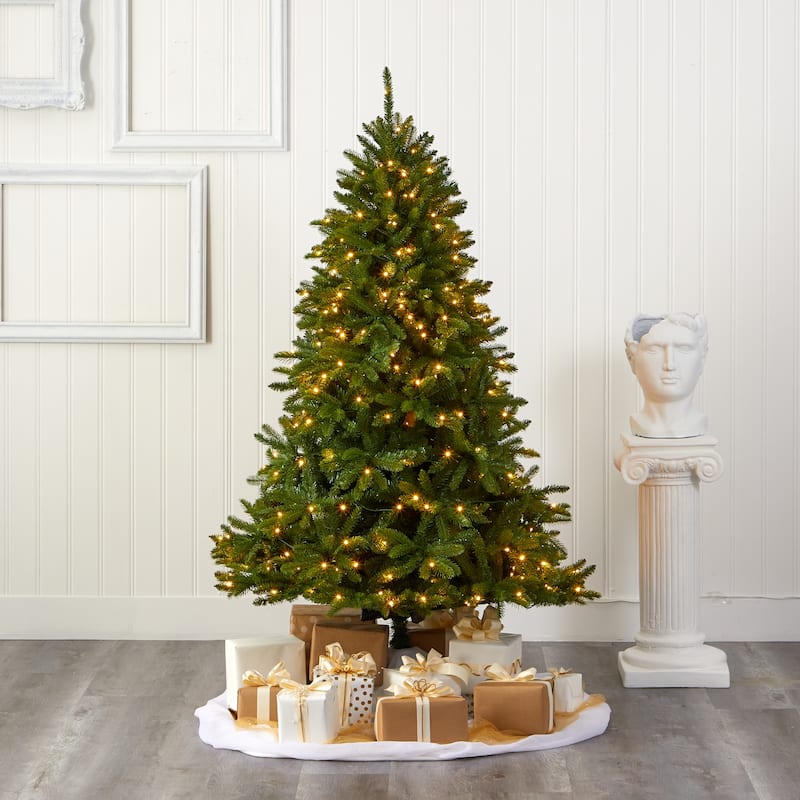 6’ Pre-Lit Sierra Spruce Artificial Christmas Tree, Clear LED Lights - 6 Foot