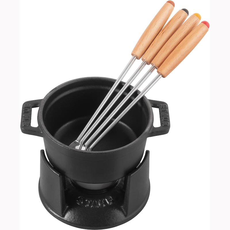 STAUB Cast Iron 0.25-qt Mini Chocolate Fondue Set - Matte Black