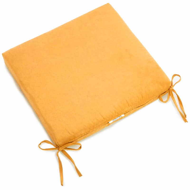 20-inch by 19-inch Microsuede Chair Cushion with Ties (Set of 1, 2, or 4) - Single - Lemon