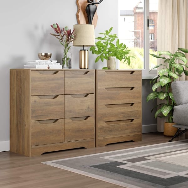 dresser with cut out handles Dresser Curio, Four Drawes -White main image 0