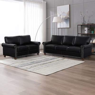 Vintage 2-Piece PU Upholstered Living Room Set