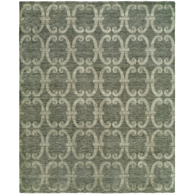 Modern Hand-Knotted Wool & Viscose Area Rug - 6' x 9' - Grey