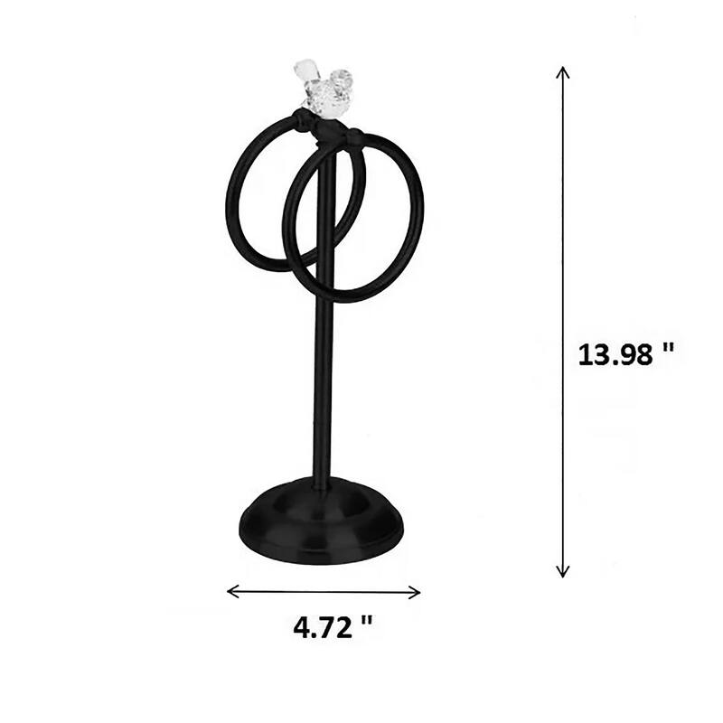 Matte Black Stainless Steel Dove Double Ring Fingertip Towel Holder With Heavy Base