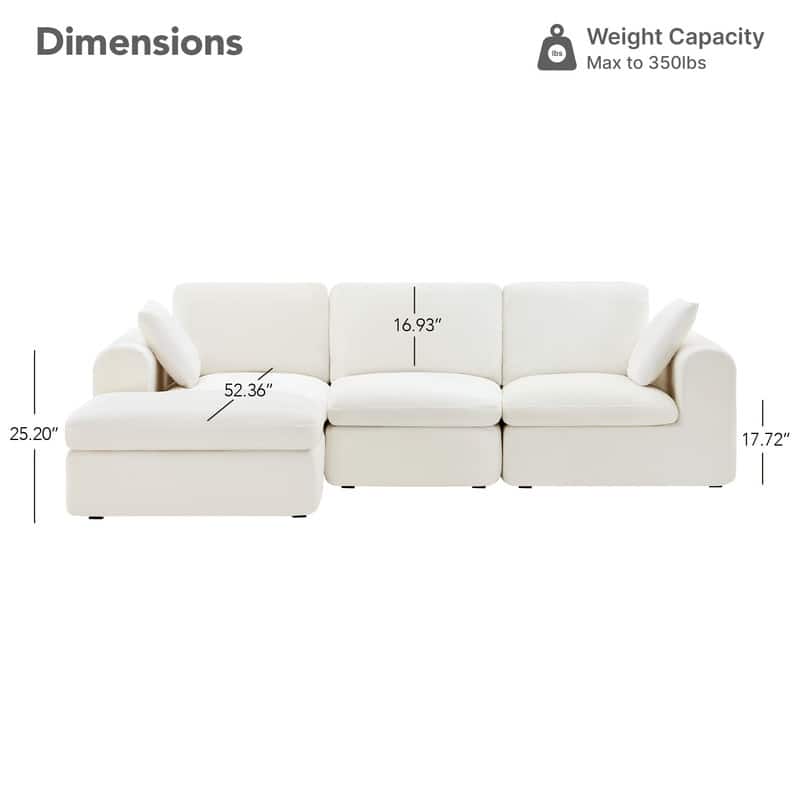 Spruce & Spring Compressed Modular Sectional Boneless Sofa for Living Room