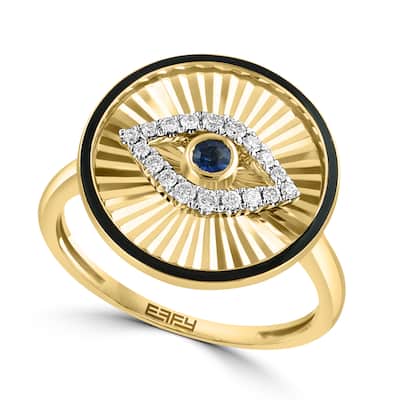 EFFY 14K Gold Diamond Natural Sapphire Ring