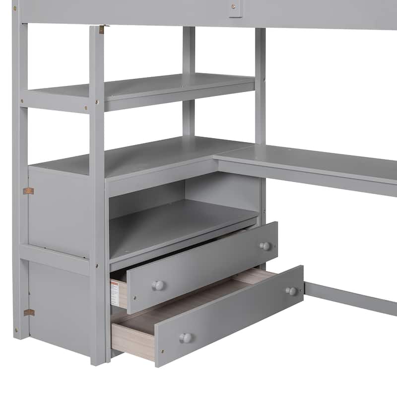 Twin Pine Loft Bed with Desk and Storage