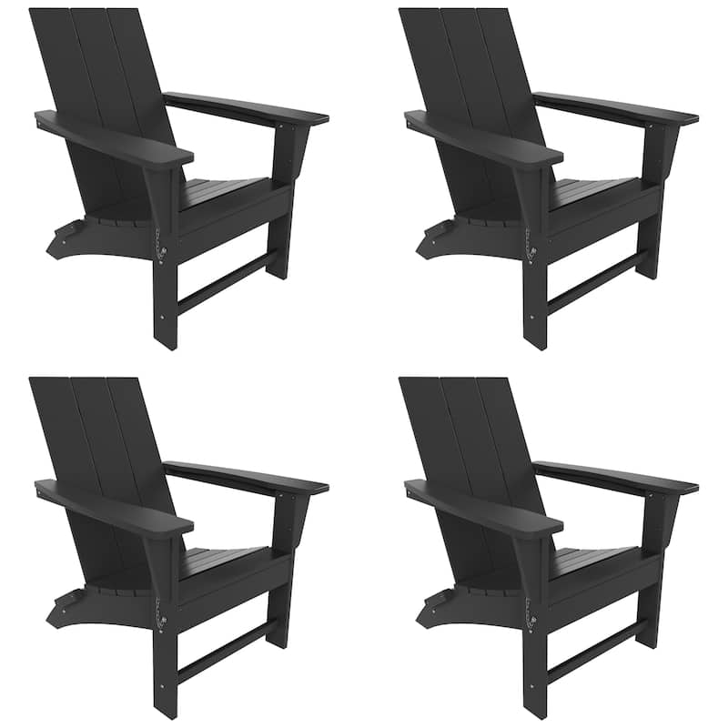 Polytrends Shoreside Modern Poly Folding Eco-Friendly All Weather Adirondack Chair (Set of 4)