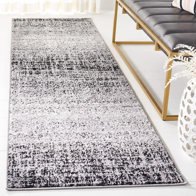SAFAVIEH Adirondack Anri Modern Distressed Rug - 2'6" x 16' Runner - Silver/Black