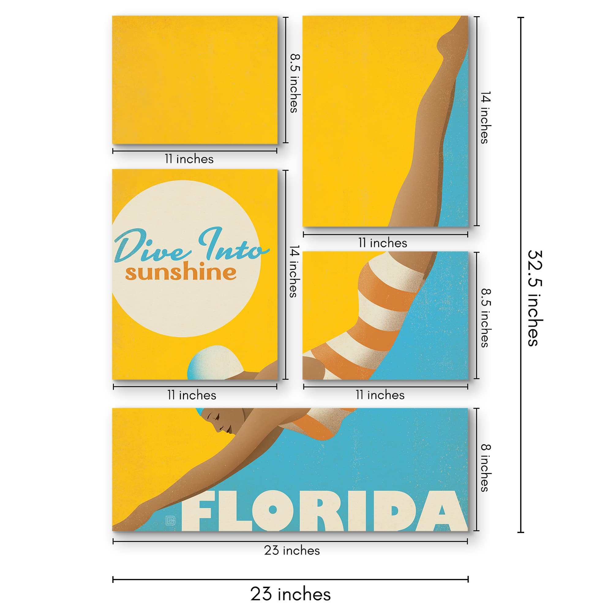americanflat-dive-into-sunshine-florida-5-piece-grid-framed-print-wall