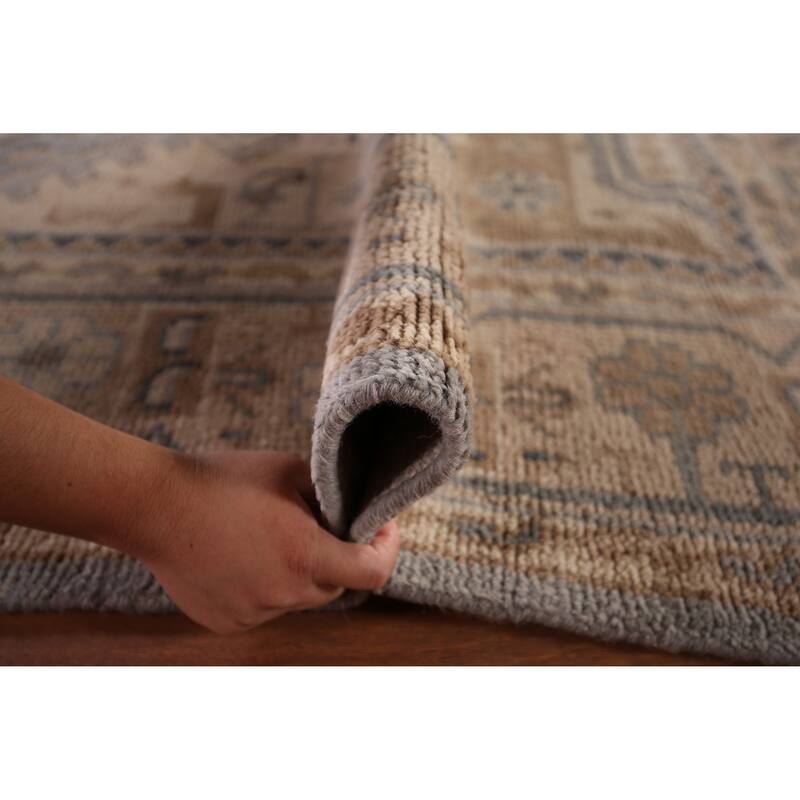 Tribal Geometric Khotan Oriental Area Rug Handmade Wool Carpet - 8'11" x 12'2"