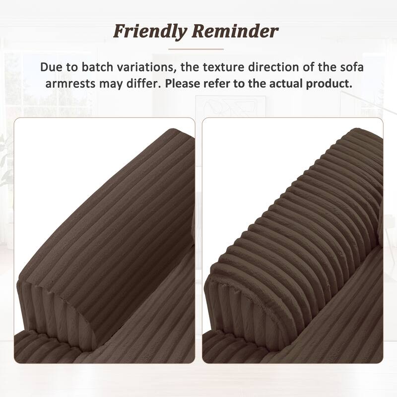 Roomfitters 129 Inch Oversized U-Shaped Sectional Sofa with Chaise Lounge, Corduroy Fabric