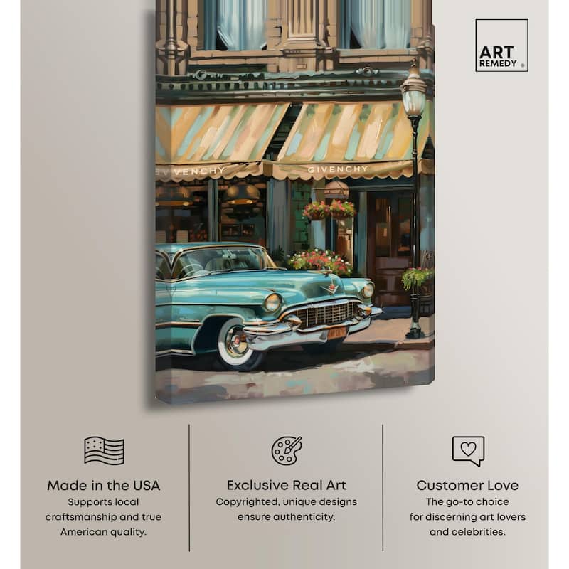 Classic Car Store Visit II Canvas by Art Remedy, Gallery Wrapped