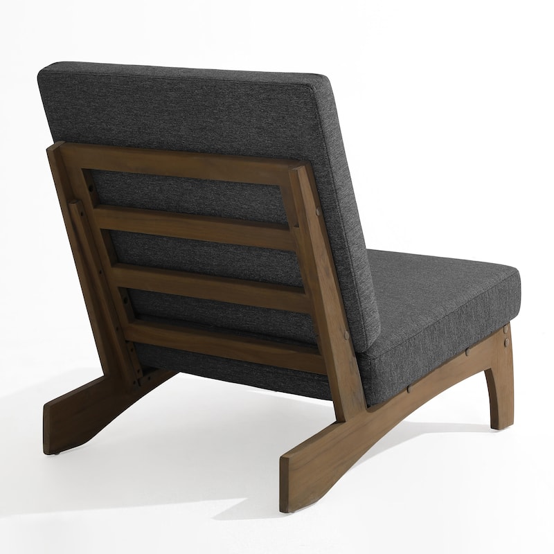 4 Piece Outdoor Wood Loveseat Chair Conversation Set with Cushion