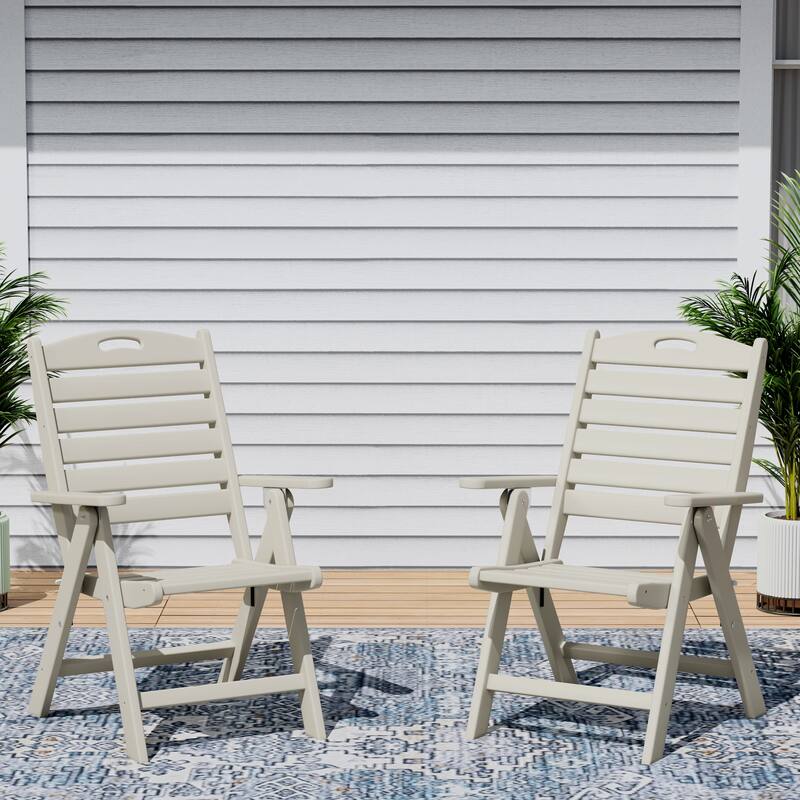 Coastline Patio Folding Highback Dining Chair Set of 2