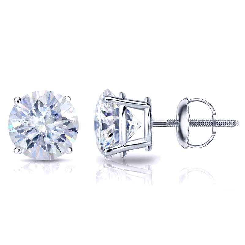 Auriya Platinum 2ctw Round Moissanite Stud Earrings - 6.5 mm - White
