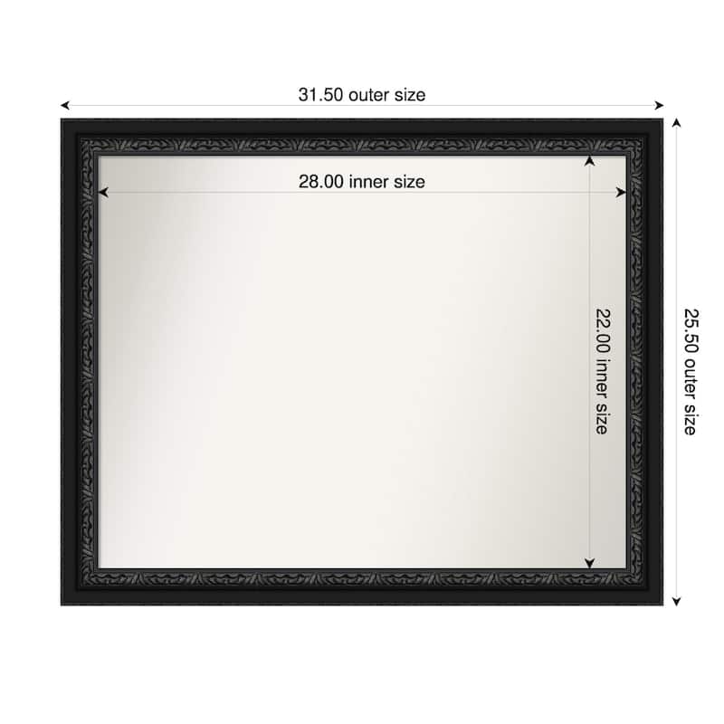 Downton Black Non-Beveled Wood Framed Bathroom Vanity Wall Mirror - Downton Black - 32 x 26 in