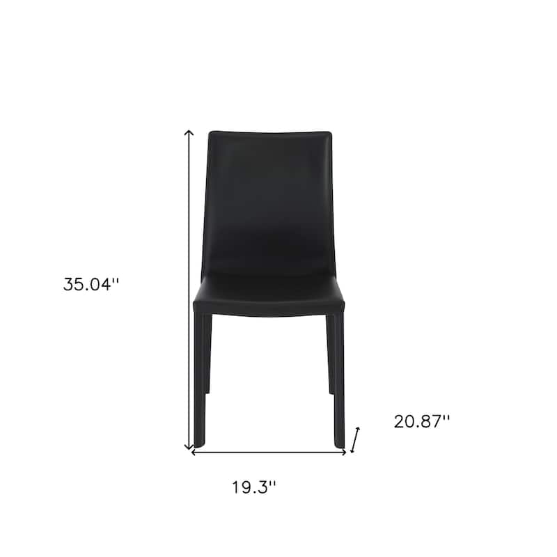 HomeRoots Set of Two Black Upholstered Leather Dining Side Chairs - 19.30 in. x 35.04 in. x 20.87 in.
