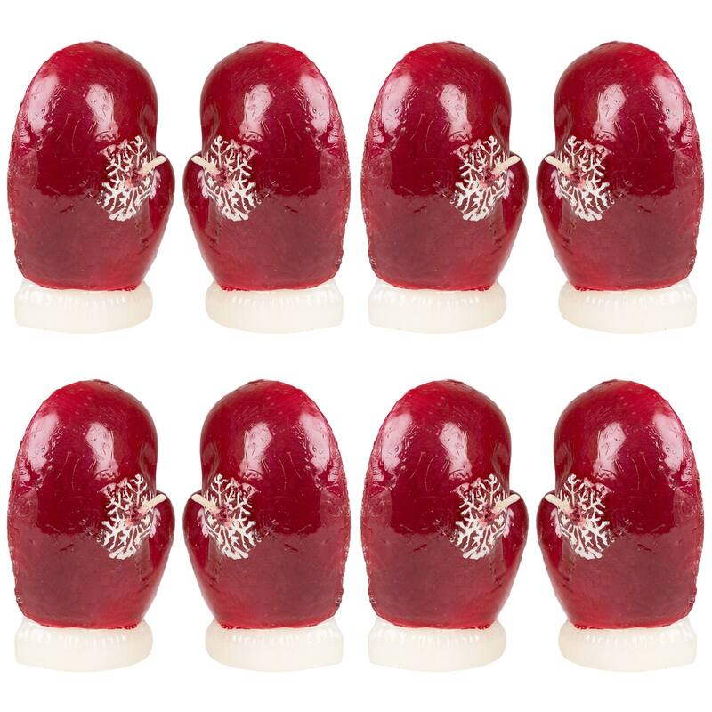 Christmas Mittens with Snowflakes Floating Candles - 3.25" - Red and White - Set of 8